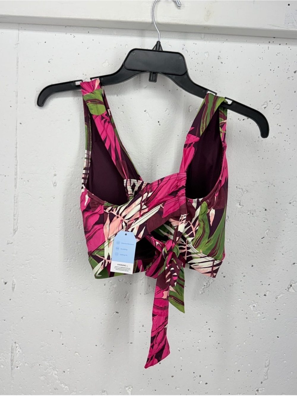 NWT Lands' End DARK WINE MULTI TROPICAL PALMS Floral Print Bikini Top - Picture 4 of 5